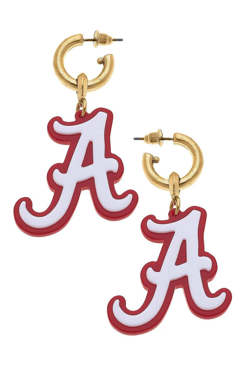 Alabama Crimson Tide Resin Logo Drop Hoop Earrings | CANVAS