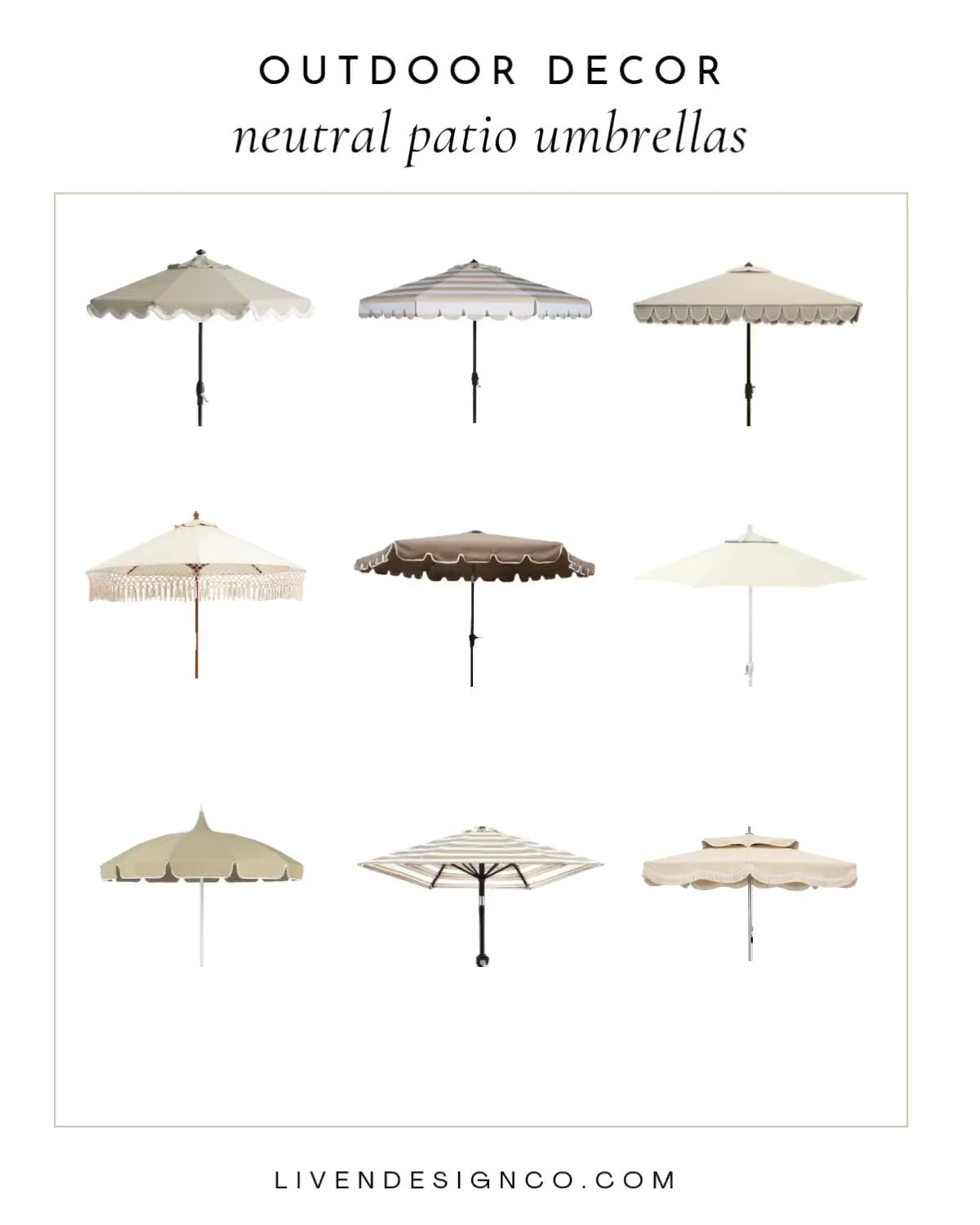 Neutral patio umbrella. Scalloped patio umbrella. Beige umbrella. Patio decor. 

#LTKSeasonal #LTKHome #LTKSaleAlert