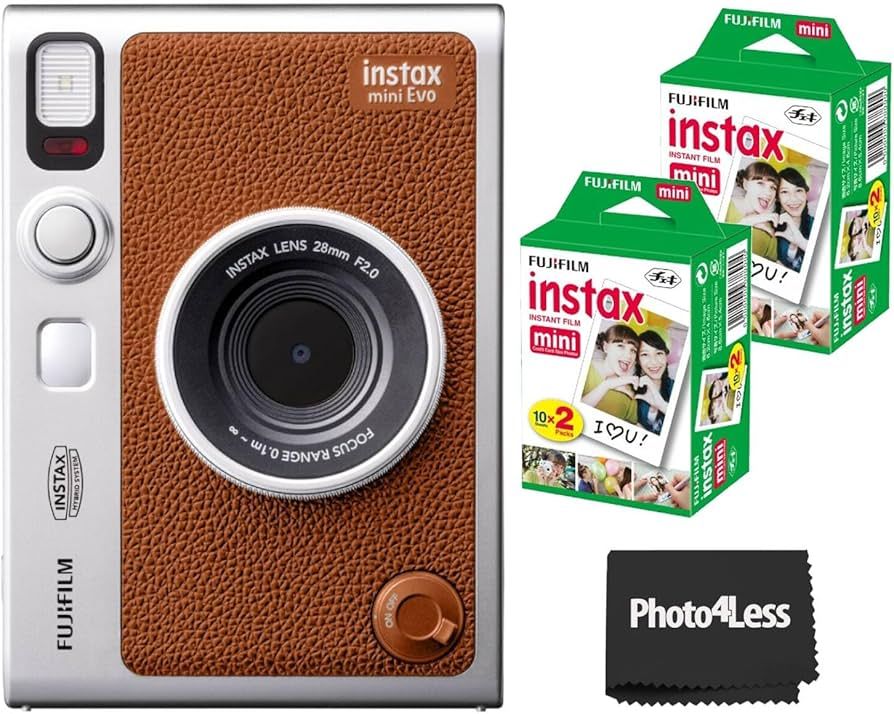 Fujifilm Instax Mini EVO Hybrid Brown Instant Camera + Fuji Mini Twin Pack Instant Film (40 Sheet... | Amazon (US)