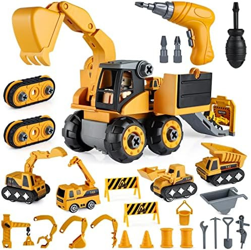 Take Apart Truck Toys with Electric Drill for 3 4 5 6 7 Year Old Boys, 4-in-1 STEM Construction B... | Amazon (US)