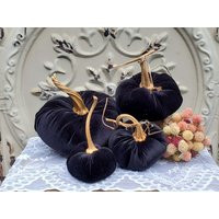 Velvet Pumpkins With Real Dried Pumpkin Stems-Black; 17 Colors in Six Sizes. 10 Percent Off 3 Or 4;  | Etsy (US)