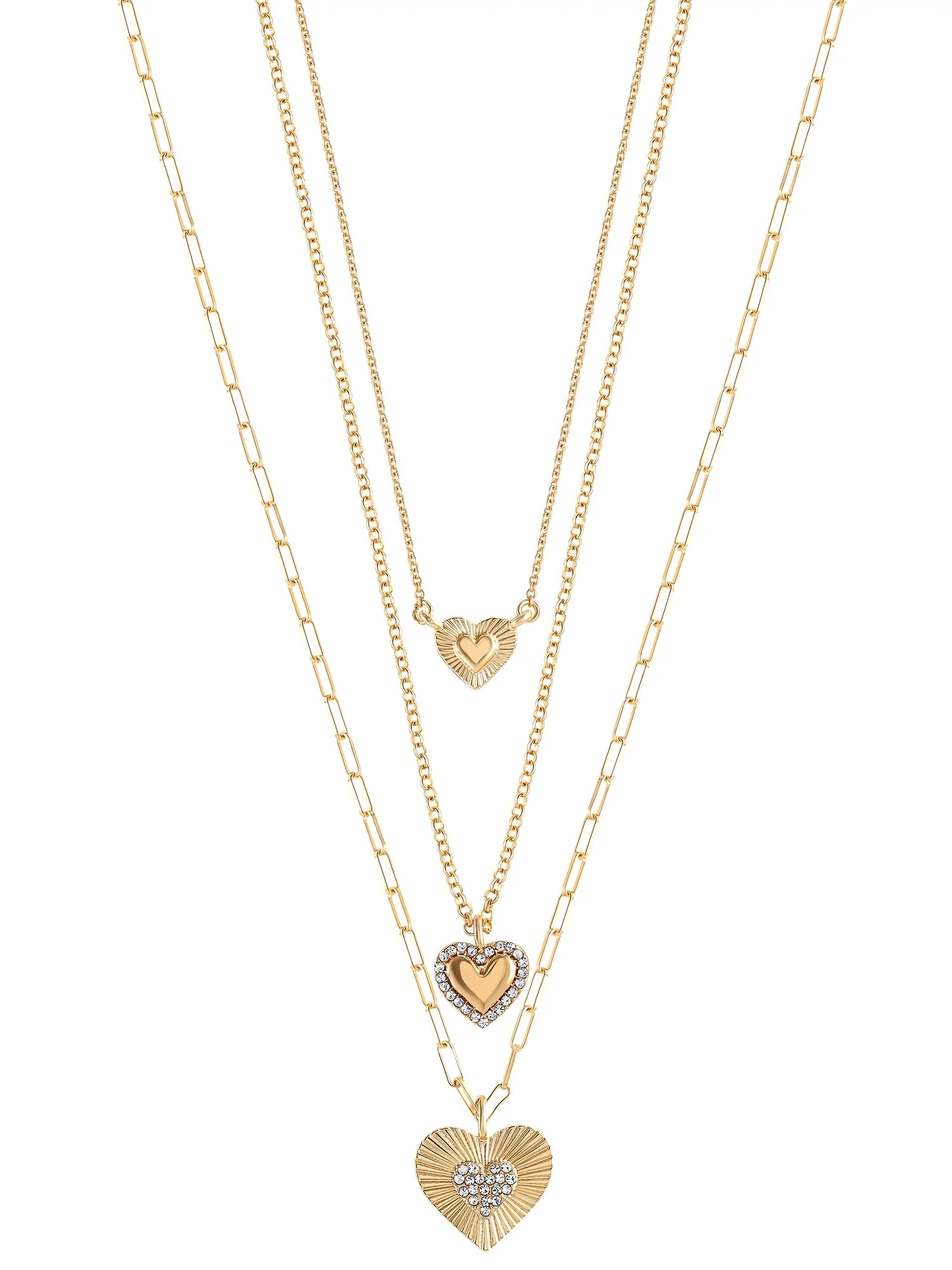 Jessica Simpson Fashion Gold Metal Layer Heart Necklace | Walmart (US)