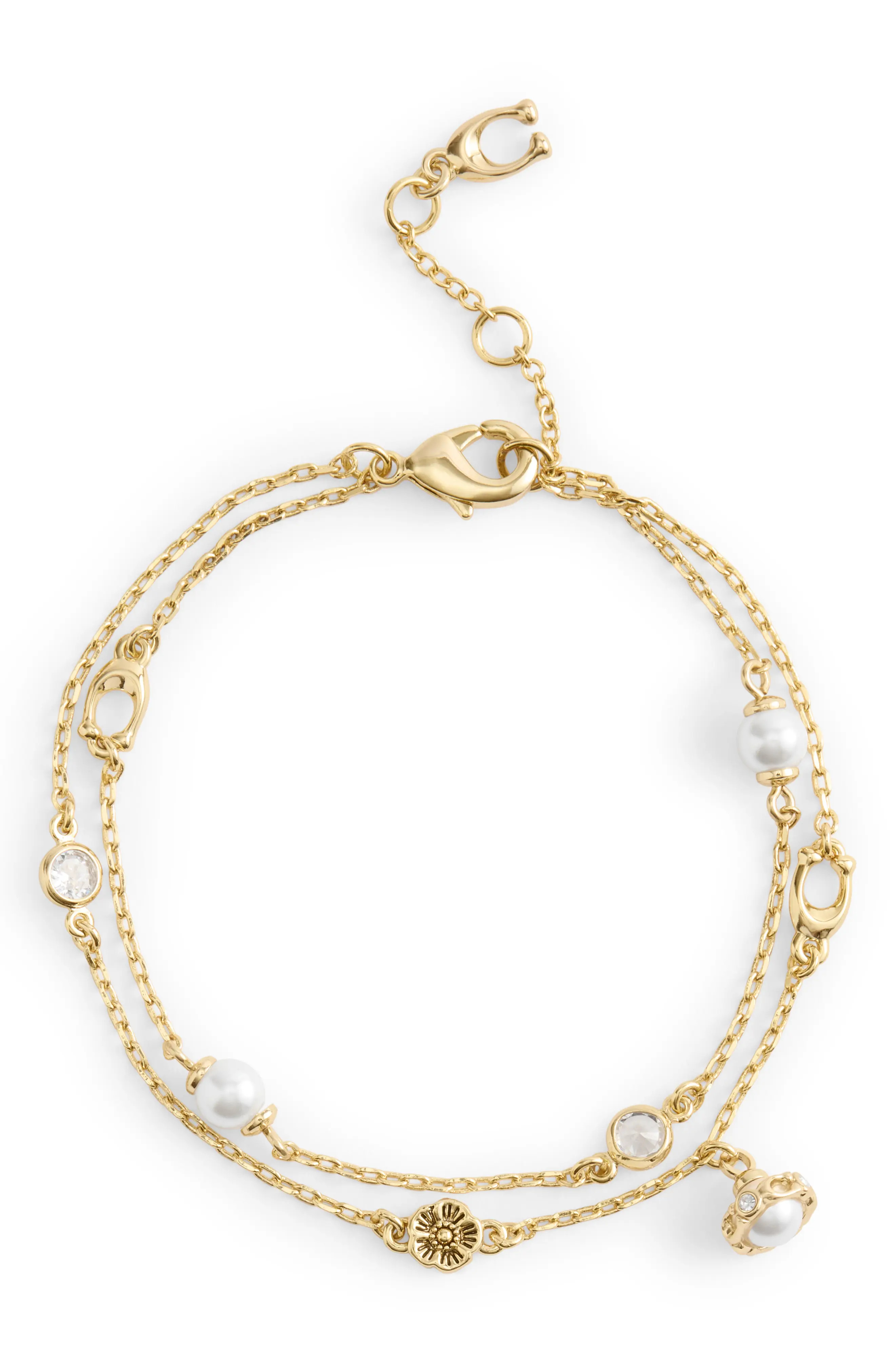 COACH Pearl Charm Multi Strand Bracelet (Women) | Nordstrom | Nordstrom