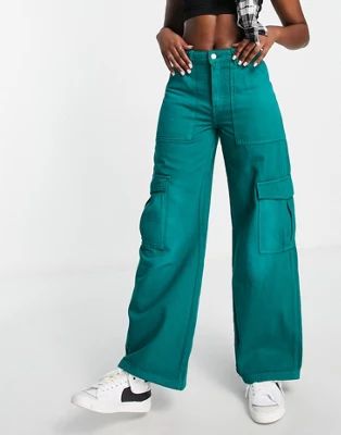 Weekday Julian cargo pants in washed green | ASOS (Global)