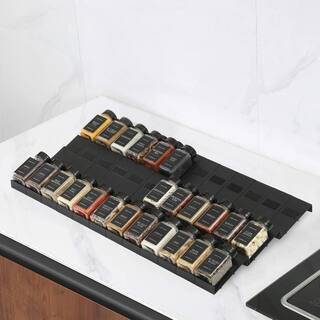 Interlocking Expandable Spice Rack Drawer Organizer Seasoning Tray for Kitchen Drawers Storage, Black (36-Pack) | The Home Depot