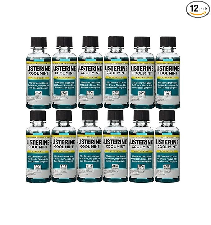 Listerine Cool Mint Antiseptic Mouthwash for Bad Breath, Travel Size 3.2 oz - Pack of 12 | Amazon (US)