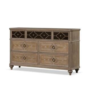 Furniture of America Brightwell Rustic Oak 7-Drawer 64 in. Wide Dresser with Felt Lined Top Drawe... | The Home Depot