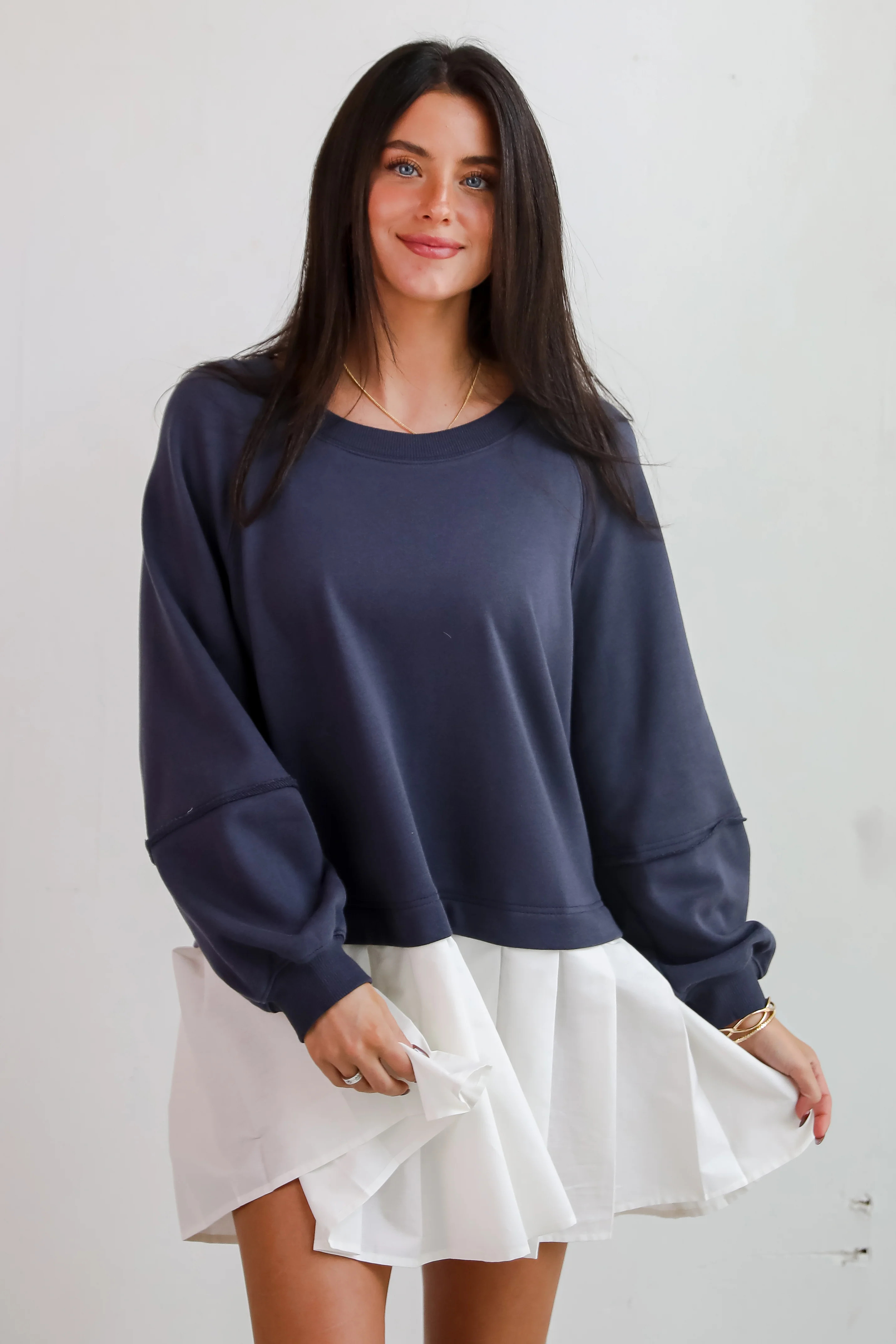 Cute Navy Sweatshirt Dress | Trendy Fall Dresses | ShopDressUp | Dress Up