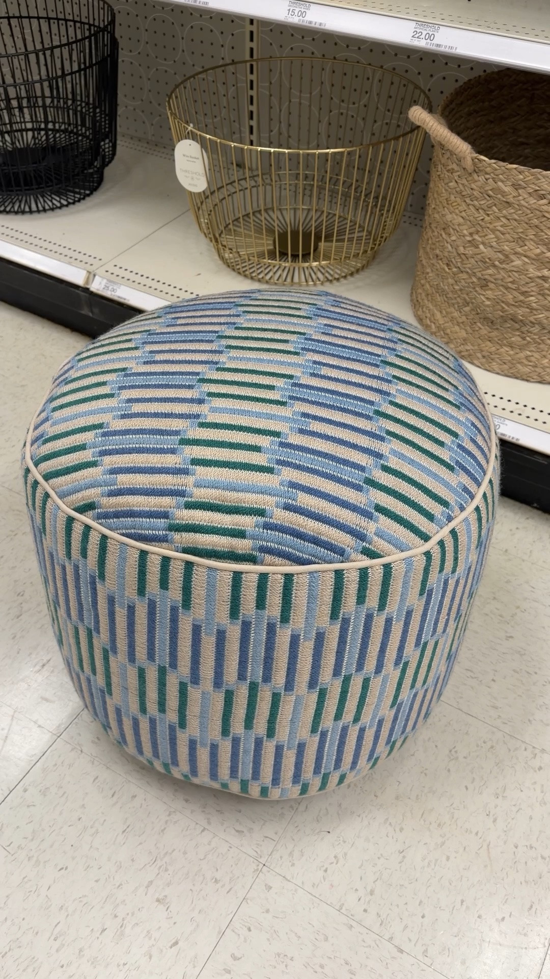 Fun Target find! 🩵 This wavy stripe pouf caught my eye on a recent store run—such a playful pattern that adds an easy pop to any patio setup. 🌿 Perfect as a little extra seat or footrest. Definitely one to keep an eye out for in stores! 👀 Linked similar styles!✨ #TargetHome #HomeDecor #HomeAccents