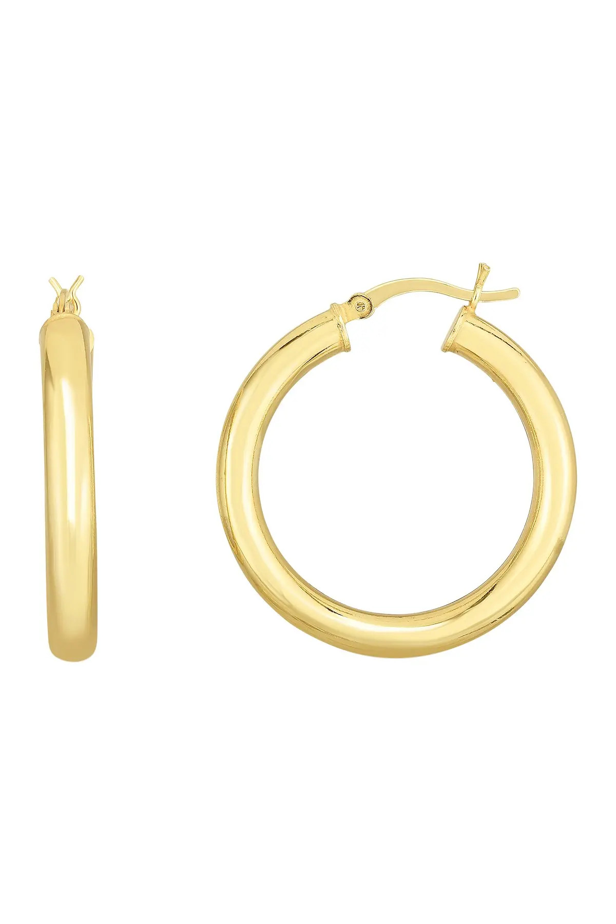Sphera Milano 14K Yellow Gold Plated Sterling Silver Polished 25mm Hoop Earrings at Nordstrom Rack | Hautelook