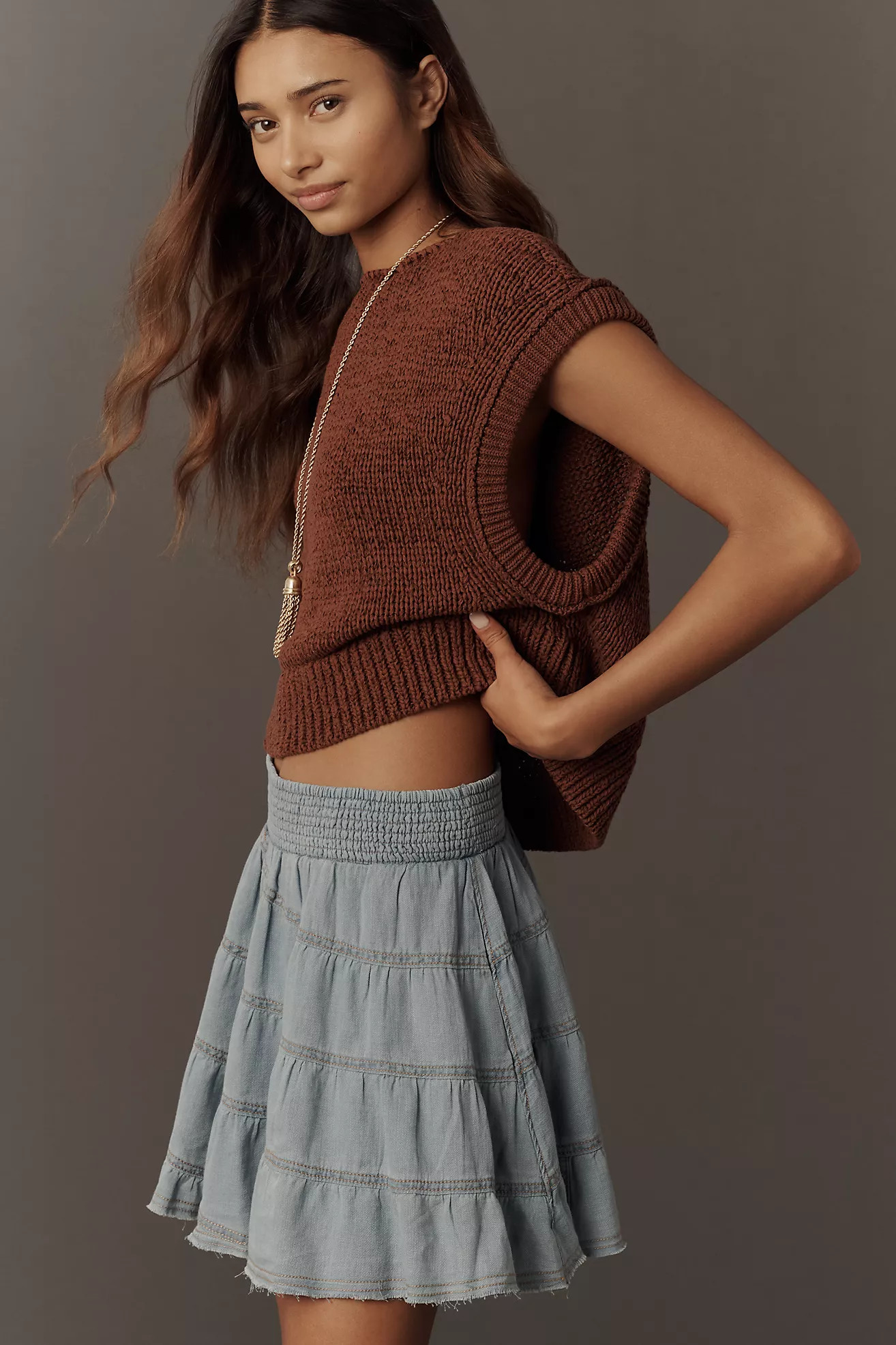 Reese Tiered Smocked Mini Skirt by Pilcro | Anthropologie (US)