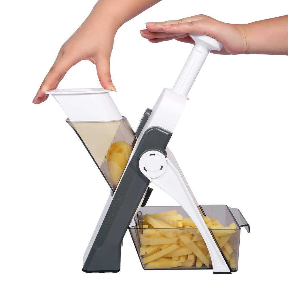 ONCE FOR ALL Safe Mandoline Slicer 5 in 1 Vegetable Chopper Food Potato Cutter, Strips Julienne D... | Amazon (US)