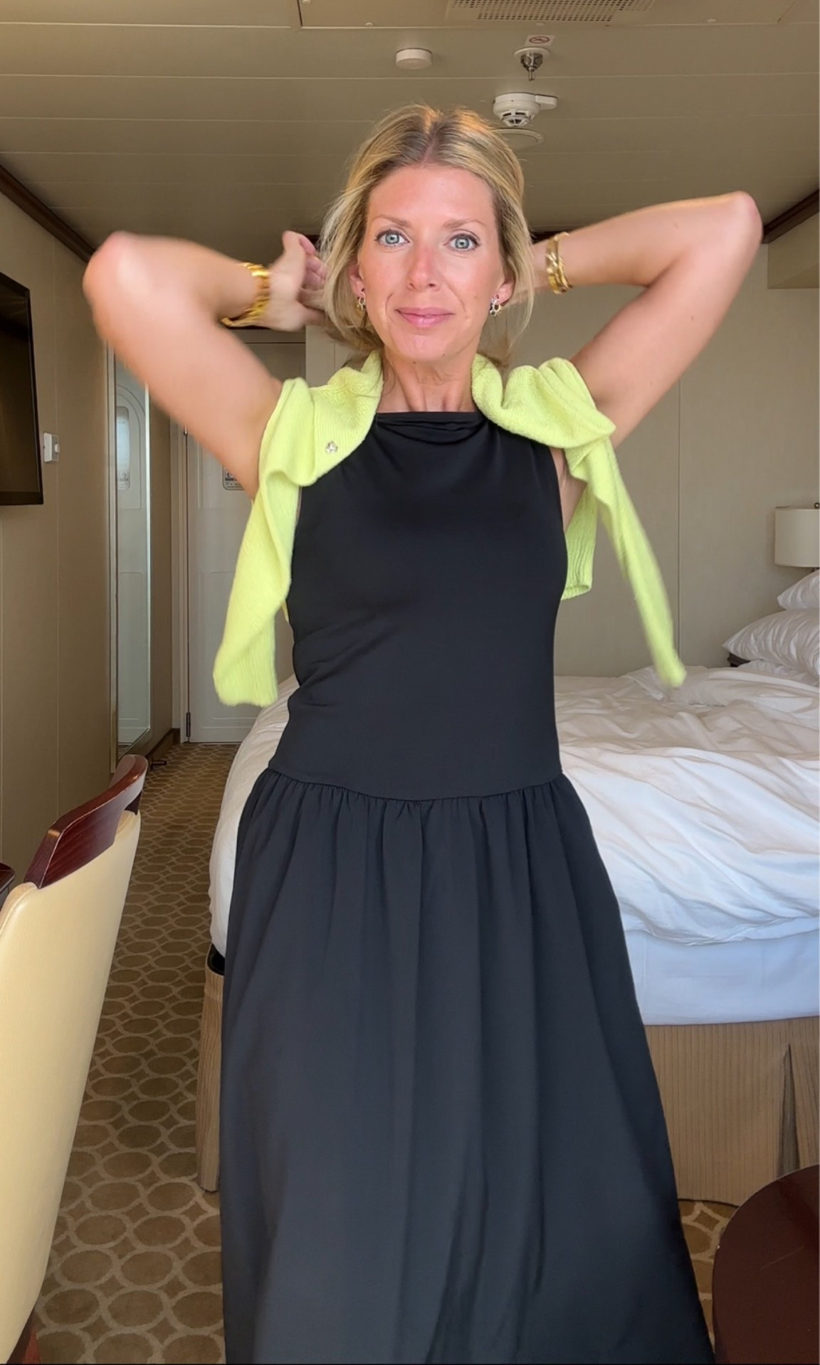Cruising - classic black dress and a pop of color with a cardigan!

Cruise outfit
Work outfit
Fine jewelry
Maxi midi dress
Black strappy sandals
Dinner summer vacation

#LTKOver40 #LTKWorkwear #LTKTravel