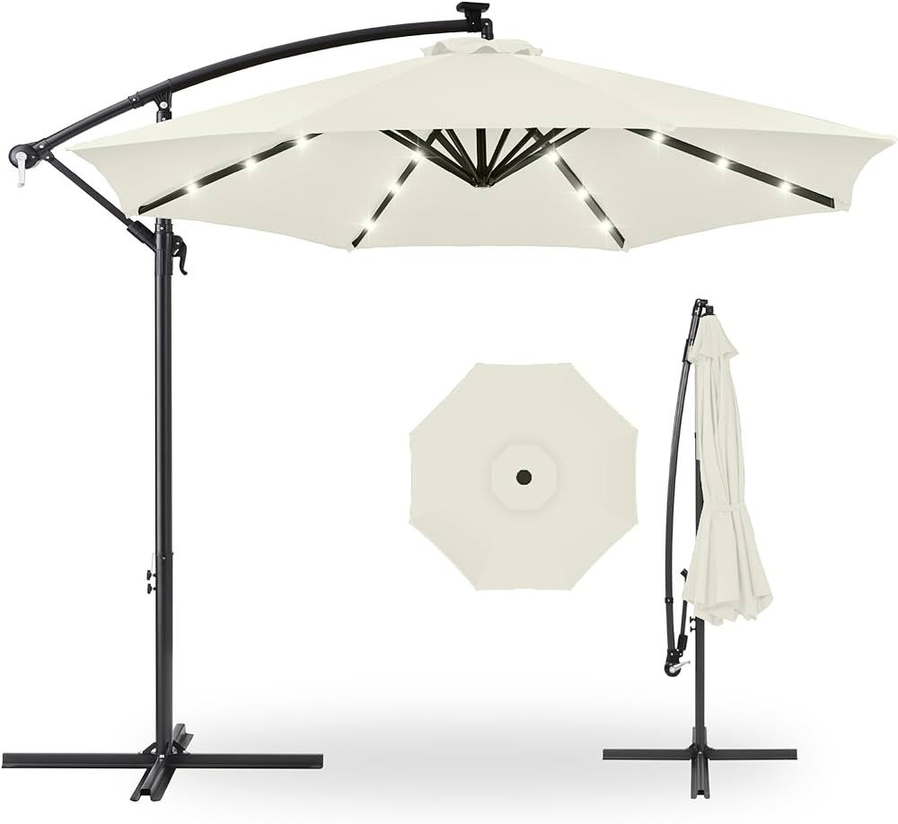 Best Choice Products 10ft Solar LED Offset Hanging Market Patio Umbrella for Backyard, Poolside, ... | Amazon (US)