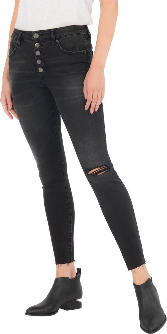 Donna Fab Ab Exposed Button Raw Hem Ankle Skinny Jeans | Nordstrom