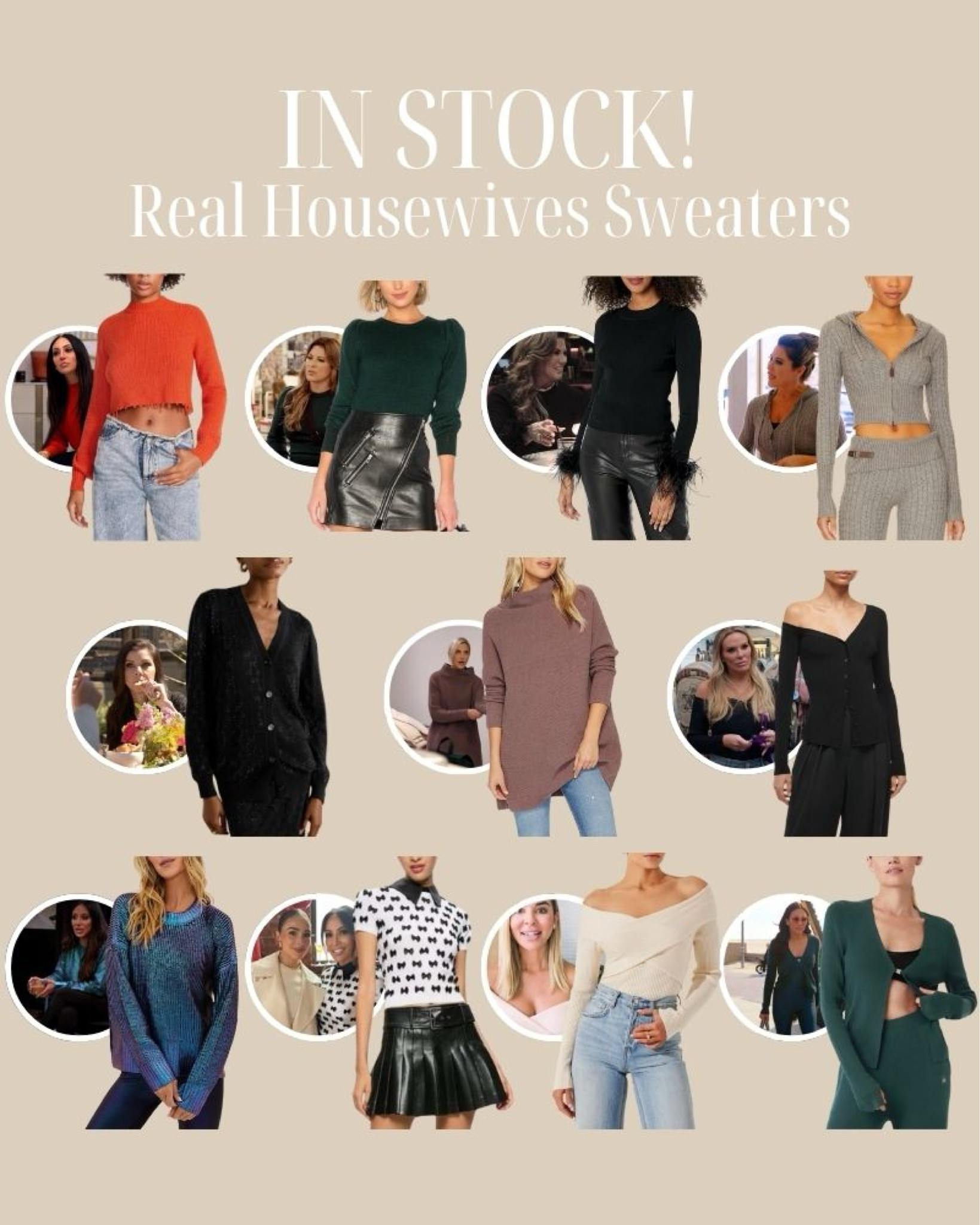 In stock sweaters seen on The Real Housewives 😍