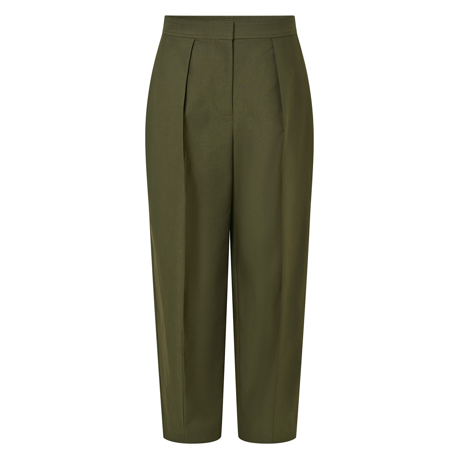 Pleat Curved Leg Pant - Khaki | Oroton | Oroton