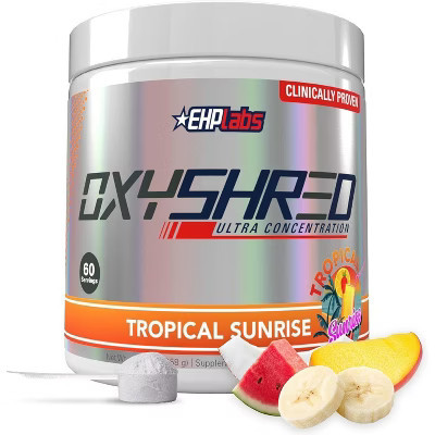 EHPlabs OxyShred Thermogenic Pre Workout & Fat Burner - Clinically Proven Preworkout Powder with Acetyl L Carnitine - Tropical Sunrise, 60 Servings | Target