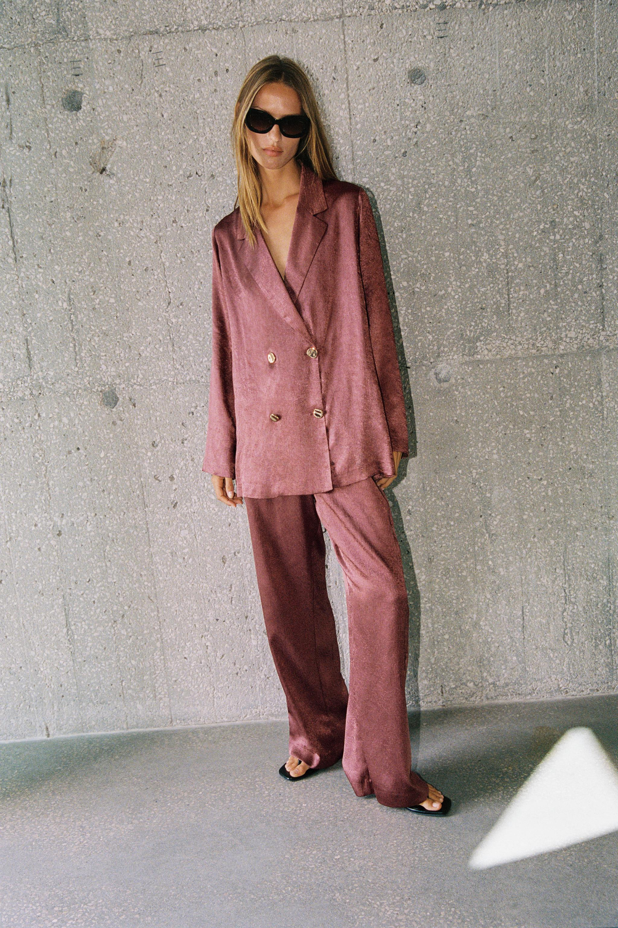 WRINKLED-EFFECT WIDE-LEG TROUSERS | Zara UK