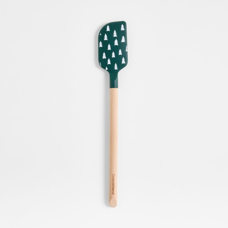 Green Trees Silicone and Wood Spatula | Crate & Barrel | Crate & Barrel