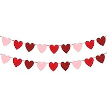 Heart Garland Decorations for Valentines Decor - Red,Rose Red Pink Color Heart Banner for Anniversar | Amazon (US)