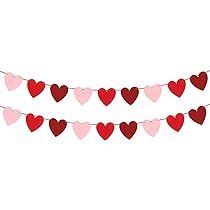 Heart Garland Decorations for Valentines Decor - Red,Rose Red Pink Color Heart Banner for Anniversar | Amazon (US)