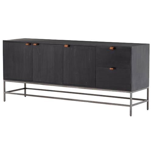 Theodore Industrial Loft Black Wood Iron Sideboard Buffet | Kathy Kuo Home