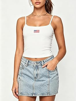 NUFIWI Women Graphic Tank Top Spaghetti Strap Embroidered Crop Tops Sleeveless Cute Baby Tee Y2k ... | Amazon (US)