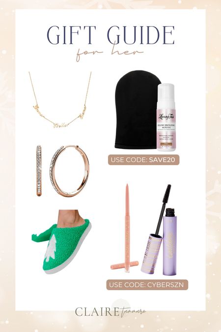 Hit add to cart on any of all of these items and your sister will thank you 🎁🫶🏼 my absolute favorite necklace, cozy Christmas slippers, gold hoops, Tarte mascara and fake awake & LovingTan tanning mousse ☀️

#LTKbeauty #LTKfindsunder50 #LTKGiftGuide