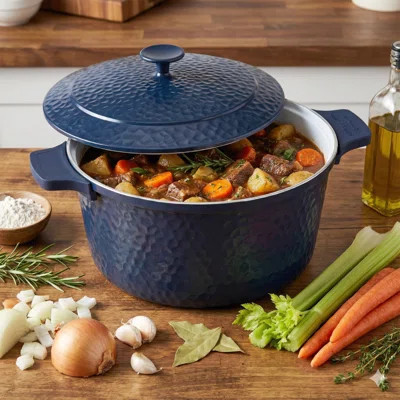 Gotham Steel 5 Quart Lightweight Hammered Dutch Oven With Self Basting Lid | Wayfair North America