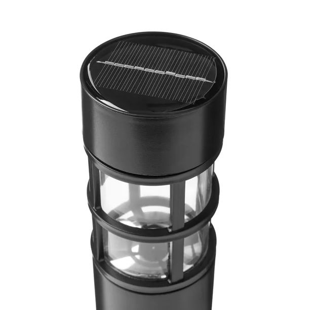 Mainstays Solar Powered Black Bollard Landscape Path Light, 10 Lumens | Walmart (US)