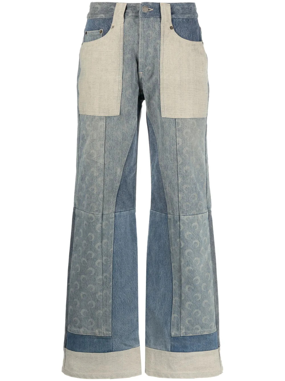 Marine Serre Regenerated wide-leg Jeans - Farfetch | Farfetch Global