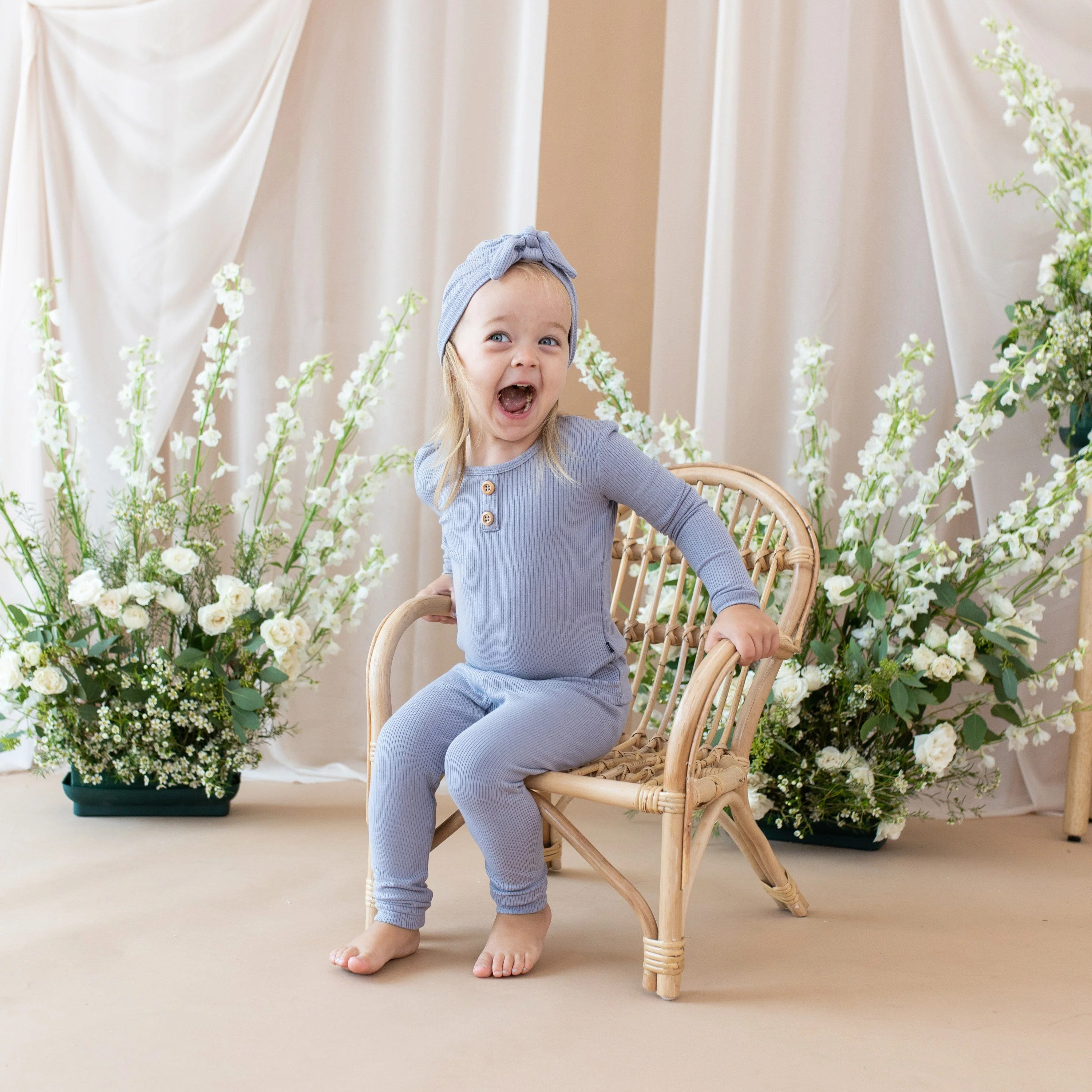 Ribbed Henley Set in Haze | Kyte BABY