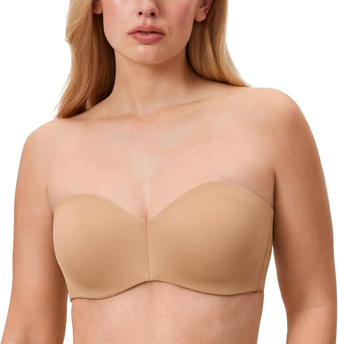 DELIMIRA Women's Strapless Bra Unlined Underwire Minimizer Plus Size Support | Amazon (US)