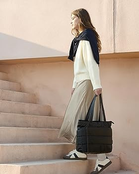 BAGSMART Tote Bag for Women, Lightweight Puffy Tote Bag with Compartments Shoulder Bag Handbag fo... | Amazon (US)