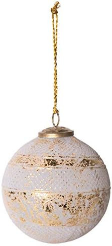 Creative Co-op Frosted Ball Heavily Distressed Finish Glass Ornament, Gold | Amazon (US)