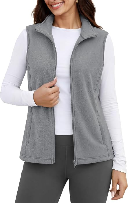 MAGCOMSEN Women's Fleece Vest Outerwear Sleeveless Lightweight Zip Jackets Warm Soft Vests with Z... | Amazon (US)