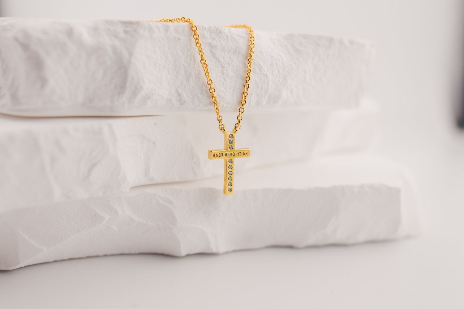 Faith Over Fear Cross Necklace | Christian Gift Idea — avasue jewelry co. | Avasue Jewelry Co.