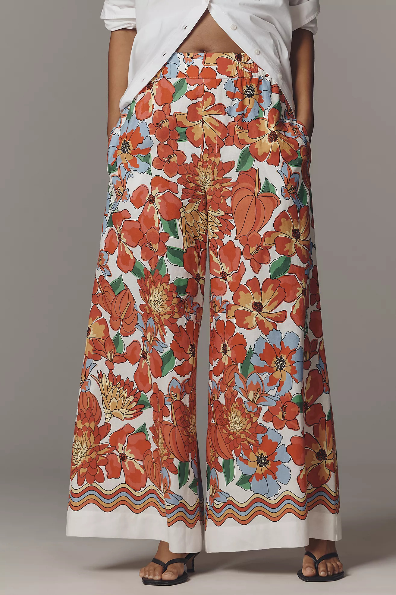 Farm Rio x Anthropologie Linen Blend Wide-Leg Pants | Anthropologie (US)