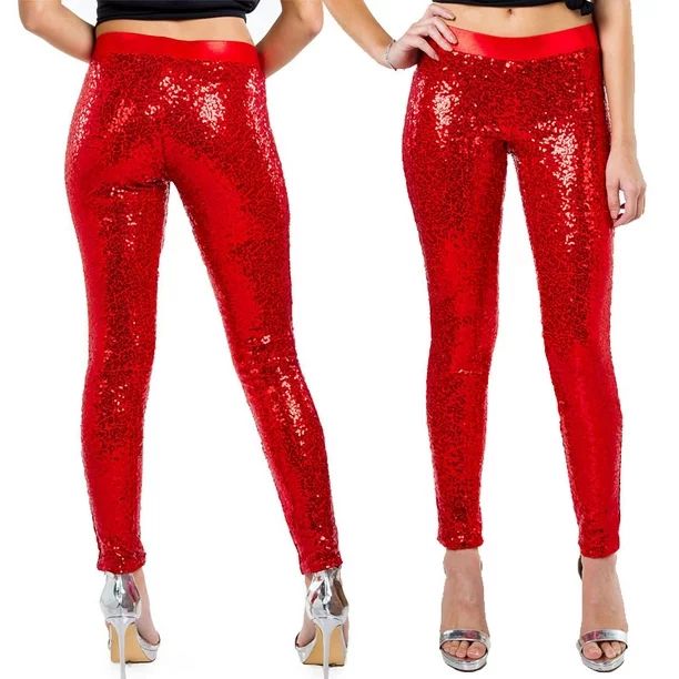 Women's Sequined Pants, High-Waist Trousers, Solid Party Sports Loose Sliming Jogger Bottoms - Wa... | Walmart (US)