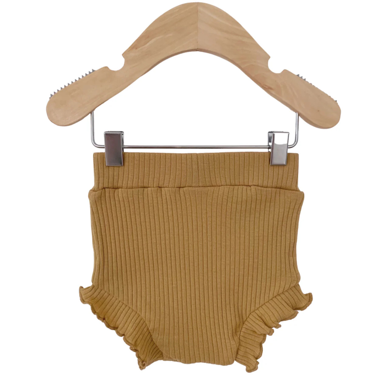 Organic Ribbed Ruffle Bloomer, Honey | SpearmintLOVE