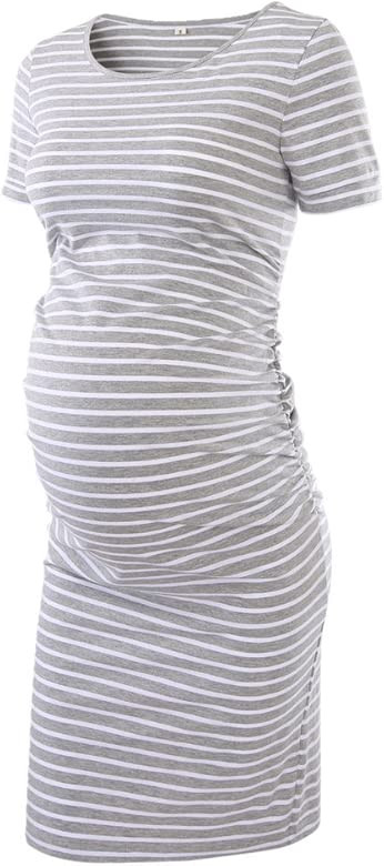 Women's Maternity Bodycon Ruched Side Dress Casual Short & 3/4 Sleeve Dress for Daily Wearing Or ... | Amazon (US)