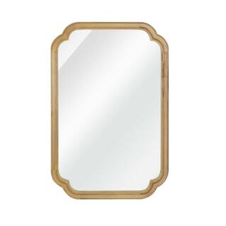 Natural 20 in W x 30 in. H Solid Wood Frame Rounded Corner Decorative Mirror,For Bedroom, Bathroo... | The Home Depot