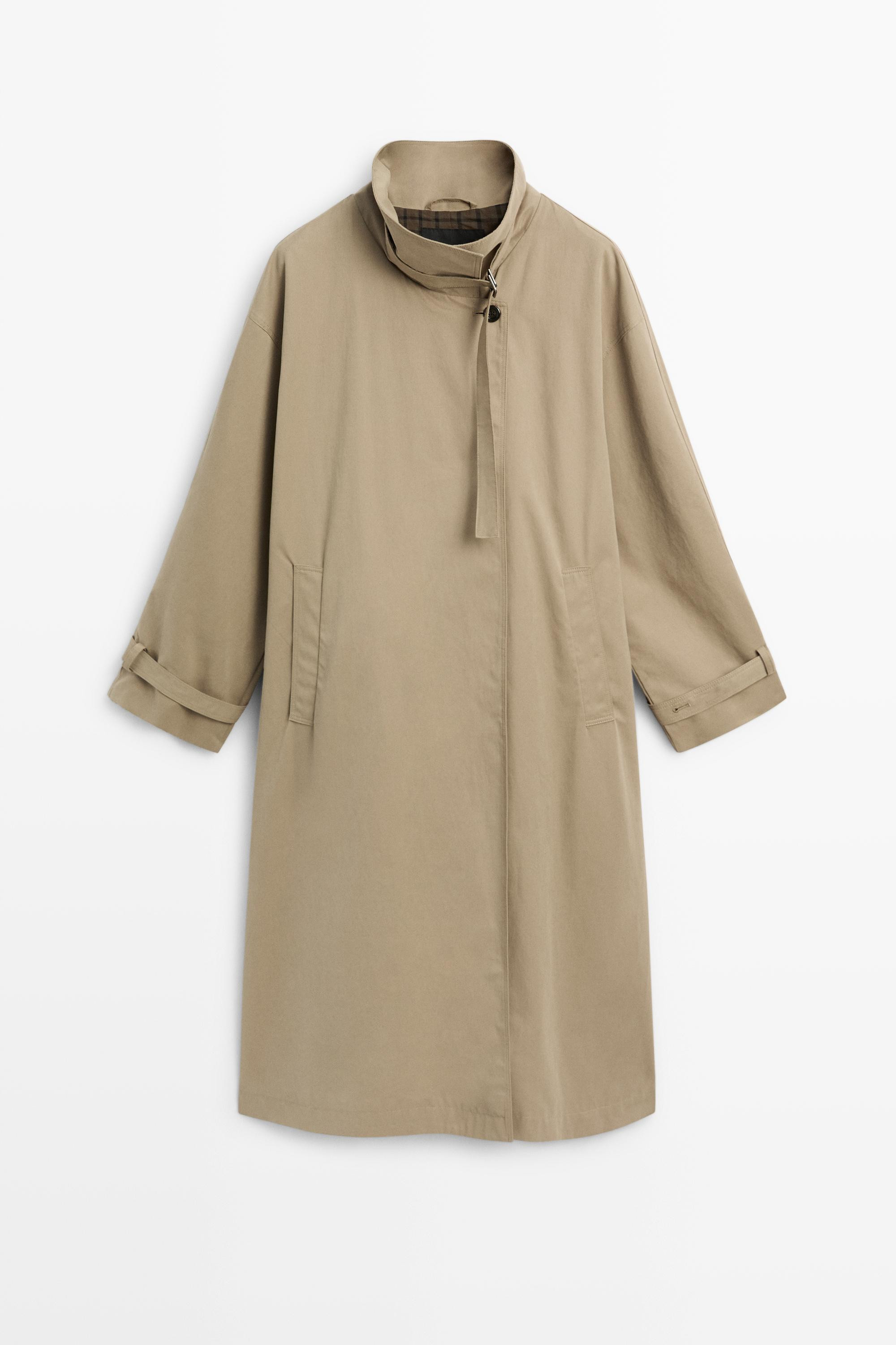Long trench coat with buckle detail | Massimo Dutti UK