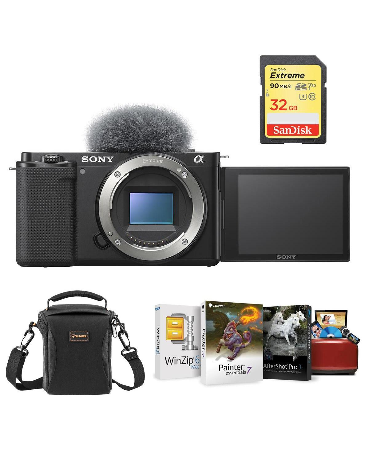Sony Zv-E10 Mirrorless Camera, Black Bundle with, Corel Mac Photo Editing Software Suite, 32GB Sd Card, Shoulder Bag - Black | Macy's