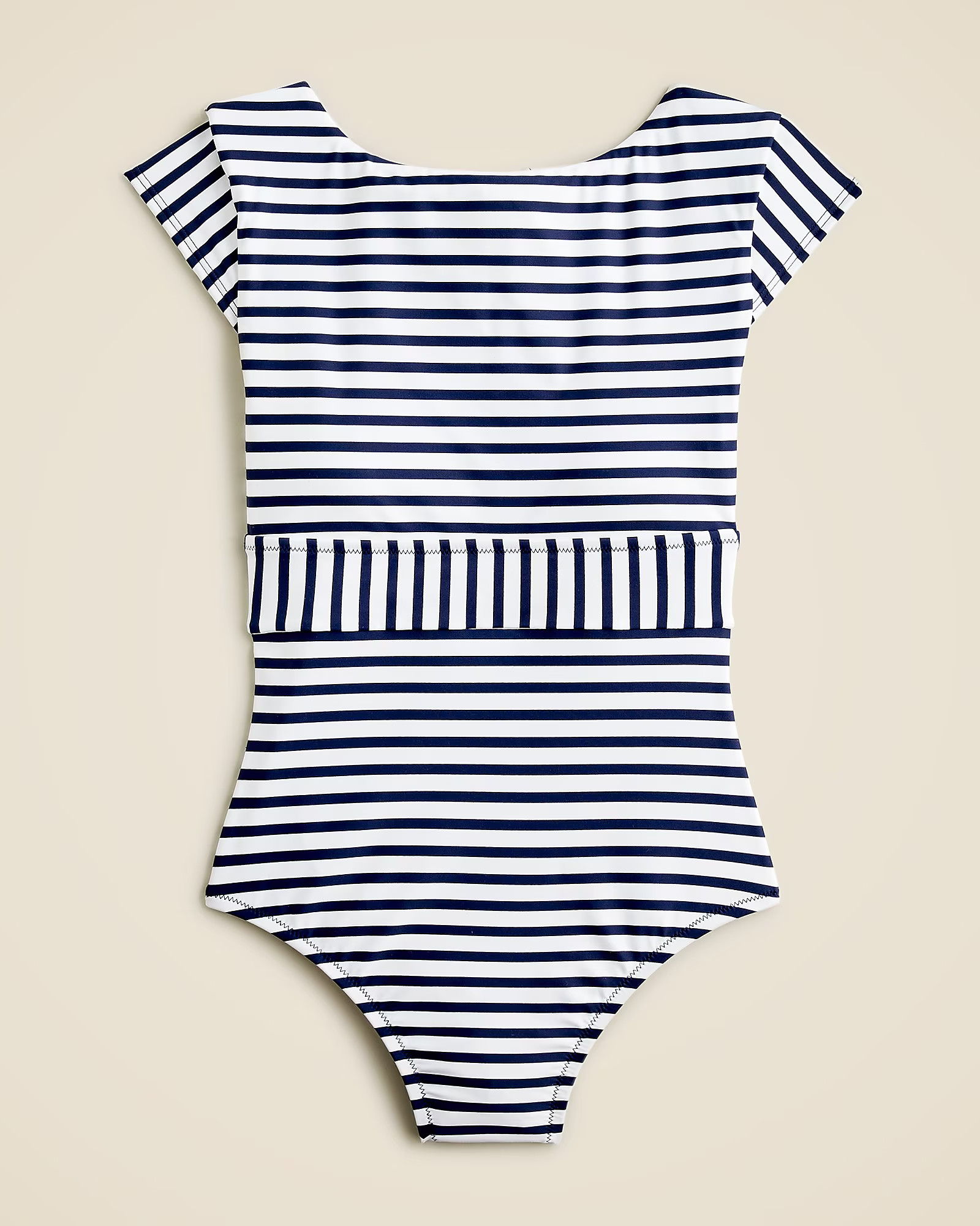 Cap-sleeve one-piece swimsuit in classic stripe | J. Crew US
