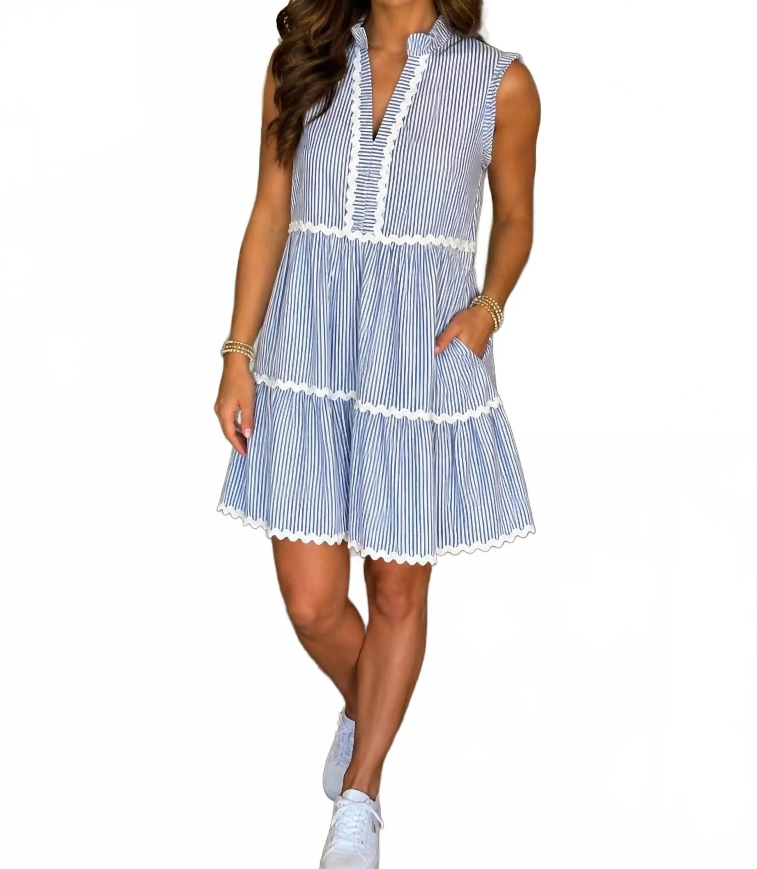 Striped Shirt Dress In Blue | Shop Simon