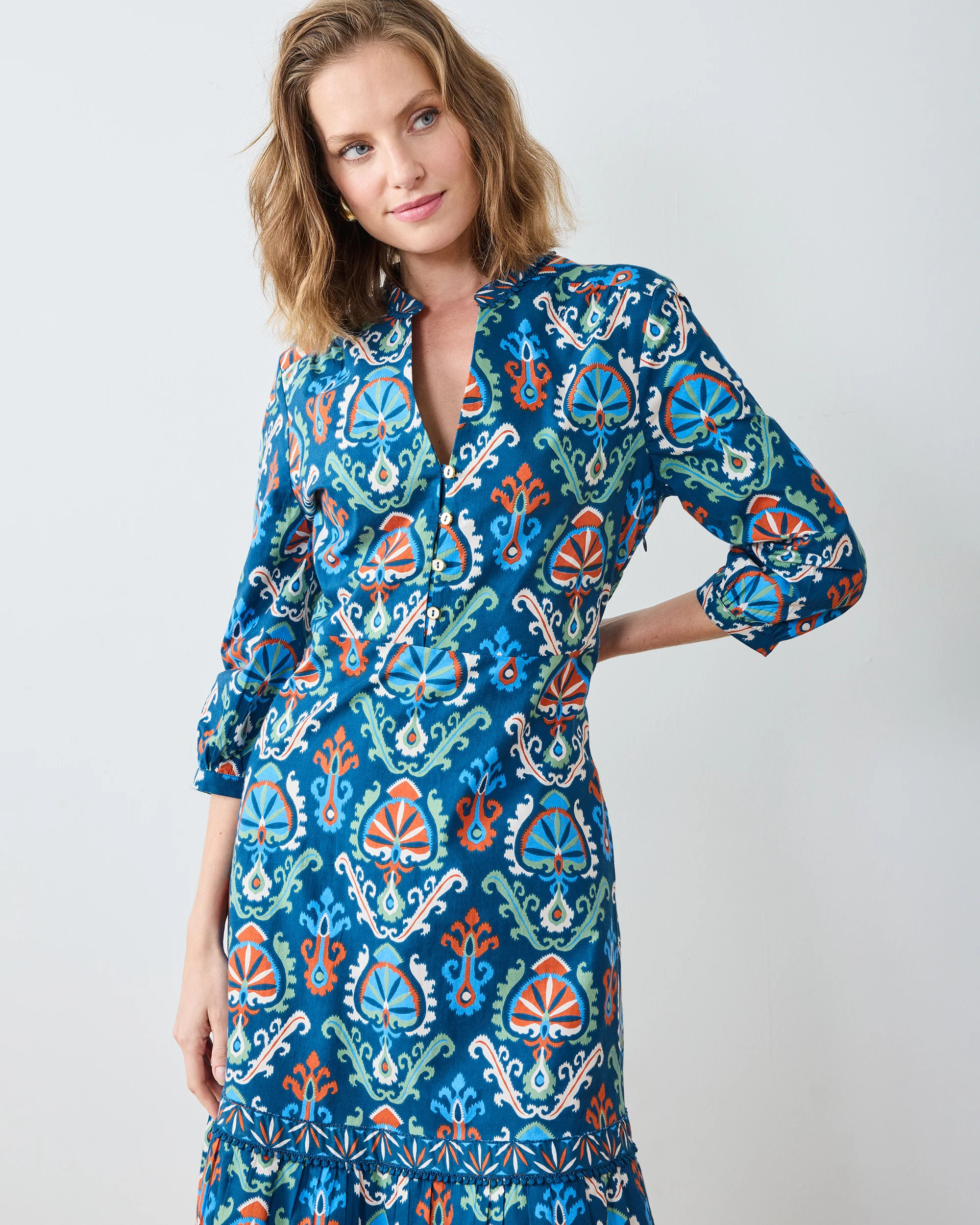 Eclectic Ikat - Abigail Dress - Navy | Printfresh
