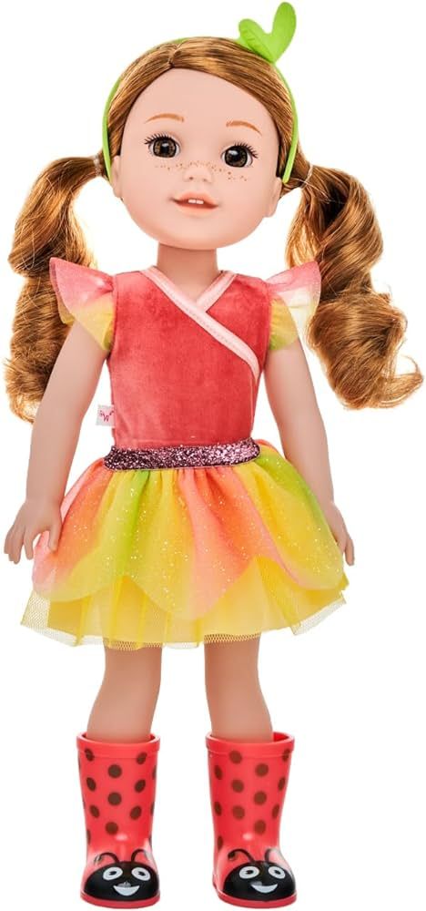 American Girl WellieWishers 14.5-inch Willa Doll with Coral Leotard, Mesh Skirt, Headband, and Bo... | Amazon (US)