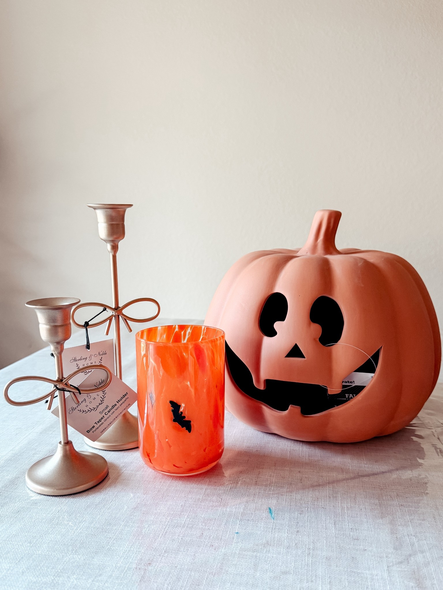 { from walmart!! 

• Bow Candle Stick Holder 
• Way To Celebrate 12 fl oz Halloween Bats Charm Glass 
• Way To Celebrate Clay Jack-o’-Lantern 9” 

Halloween at Walmart . Way To Celebrate Halloween Decor . Terracotta Pumpkin . Icon Juice Glass } 

#LTKFindsUnder50 #LTKSeasonal #LTKHome